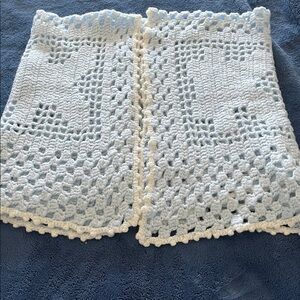 Handmade Light Blue & White Crocheted baby blanket